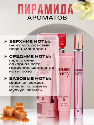 Парфюмерный набор женский Dreaming Party: Туалетная вода, 35мл + Лосьон для тела, 35мл