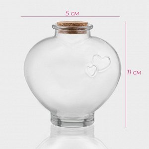 Банка для сыпучих продуктов Доляна «Парфе. Амур», 350 мл, 5*11 см, с пробковой крышкой, стекло, прозрачная