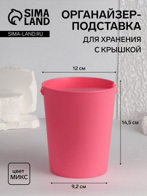 Органайзер для хранения, с крышкой, 1 секция, 14,5 x 12 x 9,2 см, цвет МИКС