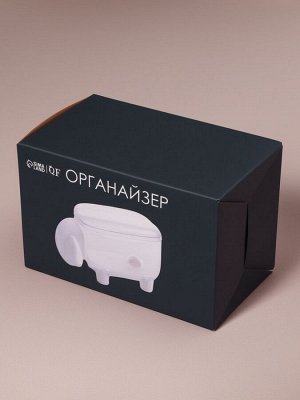 Органайзер для ватных палочек и дисков «Барашек», с крышкой, 12x7.5x8.5 см, прозрачный/белый
