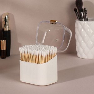 Органайзер для ватных палочек, с крышкой, 8.5x8x6.5 см, белый, прозрачный