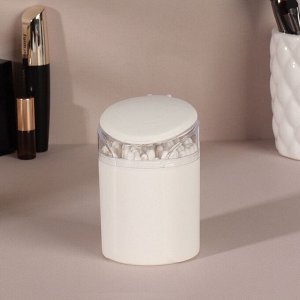 Органайзер для ватных палочек, с крышкой, с зеркалом, d=6.8x9.8 см, белый, прозрачный