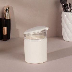 Органайзер для ватных палочек, с крышкой, с зеркалом, d=6.8x9.8 см, белый, прозрачный