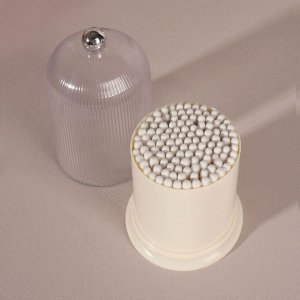Органайзер для ватных палочек, с крышкой, d = 7,4 x 11,6 см, цвет молочный/прозрачный