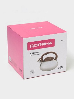 Чайник Доляна «Квант», 2.8 л, со свистком, фиксированная ручка soft-touch, нержавеющая сталь, хромированный