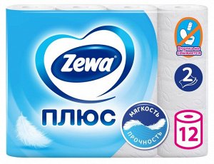 Туалетная бумага Плюс белый 2-х сл ЗЕВА 12 рул
