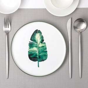 Тарелка десертная «Ботаника Пальма», 20 см, цвет белый/зелёный