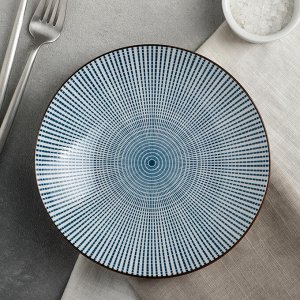 Тарелка керамическая «Мерцание», d=19,5 см, цвет синий
