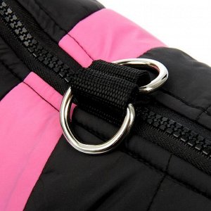 Куртка на синтепоне с креплениями для поводка, размер L (ОГ 50 см, ДС 34,5 см), черная с розовым