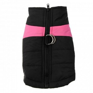 Куртка на синтепоне с креплениями для поводка, размер M (ОГ 43 см, ДС 30 см), черная с розовым