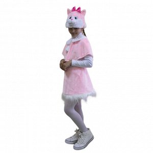 Карнавальный костюм "Кошечка розовая", 3 предмета: пелерина, юбка, маска-шапочка. Рост 122-128 см