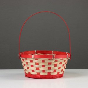 Корзина плетеная, бамбук, 21х21х10/24 см, красная