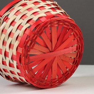 Корзина плетеная, бамбук, 21х21х10/24 см, красная