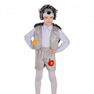 Карнавальный костюм "Ёжик", маска-шапочка, шорты,жилет, рост 122-128 см