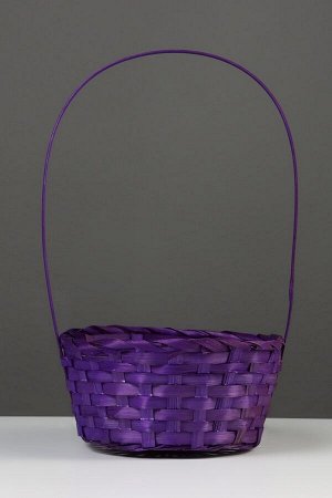Корзина плетёная, 20x20x9 см, ручка h=25 см, бамбук, фиолетовая