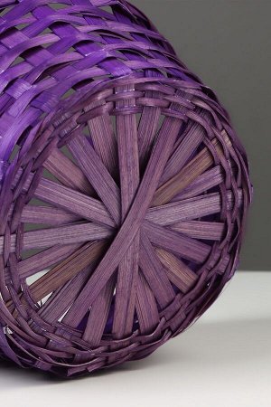 Корзина плетёная, 20x20x9 см, ручка h=25 см, бамбук, фиолетовая
