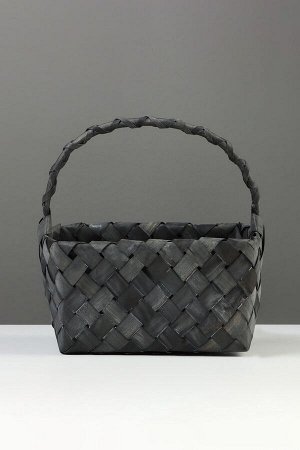 Корзина плетёная, 27x14x13 см, плетёная ручка h=13 см, ива, серая
