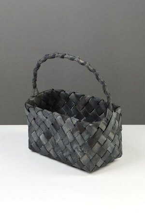 Корзина плетёная, 27x14x13 см, плетёная ручка h=13 см, ива, серая