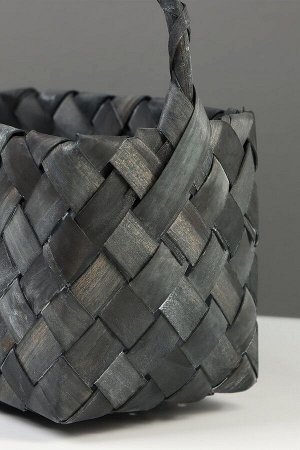 Корзина плетёная, 27x14x13 см, плетёная ручка h=13 см, ива, серая