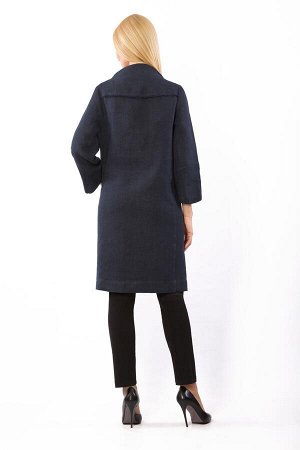Пальто женское Вильнюс на пуговицах модель 844/1 темно-синее