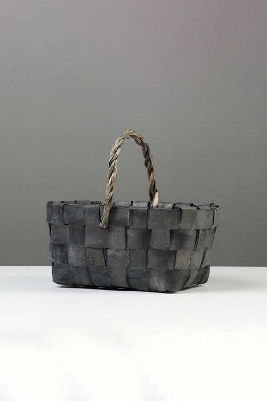 Корзина плетёная, 22x15x12 см, ручка h=12 см, ива, серая