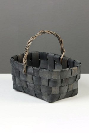 Корзина плетёная, 22x15x12 см, ручка h=12 см, ива, серая