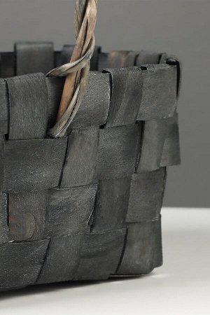 Корзина плетёная, 22x15x12 см, ручка h=12 см, ива, серая