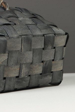 Корзина плетёная, 22x15x12 см, ручка h=12 см, ива, серая