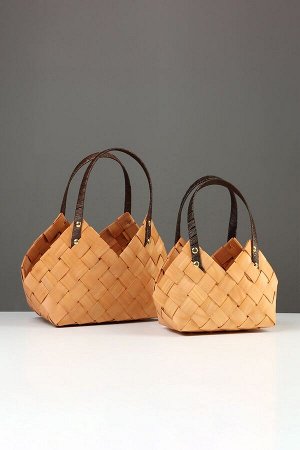 Набор корзин плетёных, 2 шт., 30x17x19 см, 24x14x15 см, ива, натуральный цвет