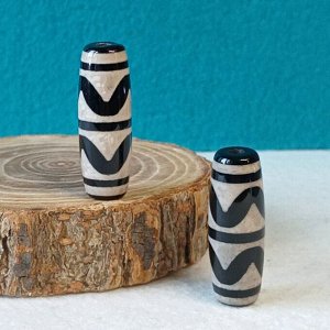 Бусина Дзи Двойной Тигриный клык, 2,7см
