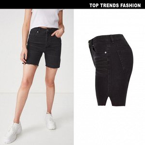 Женские удлиненные джинсовые шорты, цвет черный