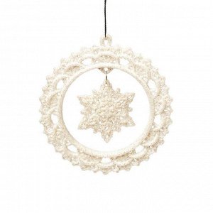 Новогоднее подвесное елочное украшение Снежинки в белых кружочках 10