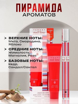 Парфюмерный набор женский Tarnny Red Line: Туалетная вода, 35мл + Лосьон для тела, 35мл