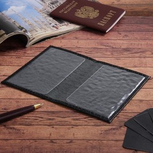 Обложка для паспорта, кайман, цвет чёрный