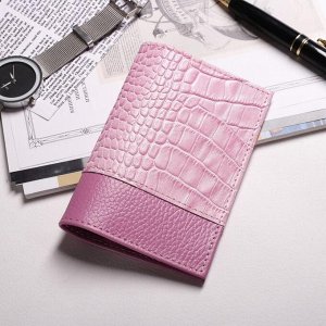 Обложка для паспорта, кайман/флотер, цвет розовый