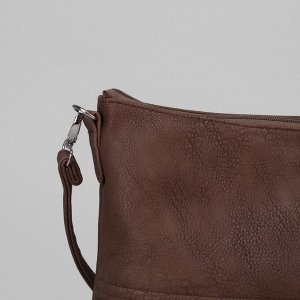Сумка женская, отдел на молнии, 2 наружных кармана, регулируемый ремень, цвет коричневый