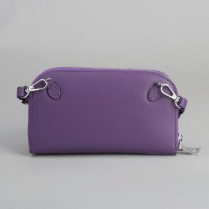 Клатч-кошелёк, 2 отдела на молнии, для карт, длинный ремень, цвет фиолетовый