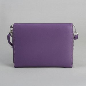 Клатч-кошелёк, 2 отдела на молнии, для карт, длинный ремень, цвет фиолетовый