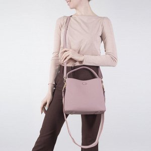 Сумка женская, отдел на молнии, 3 наружных кармана, длинный ремень+стропа, цвет розовый