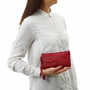 Клатч женский, 2 отдела, 1 отдел на молнии, наружный карман, с ручкой, цвет бордовый