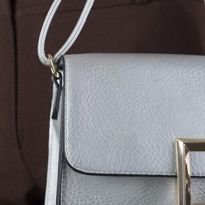 Сумка женская, отдел на молнии, наружный карман, регулируемый ремень, цвет серебро
