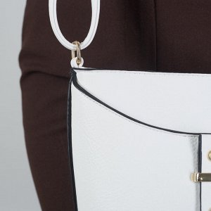 Сумка женская, отдел на молнии, наружный карман, регулируемый ремень, цвет белый
