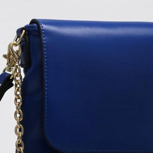 Клатч женский, отдел на молнии, наружный карман, с ручкой, длинная цепь, цвет синий