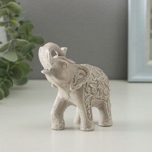 Фигурка гипс «Слон резной», 10x10x5 см, слоновая кость