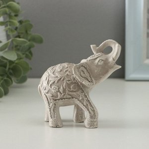 Фигурка гипс «Слон резной», 10x10x5 см, слоновая кость
