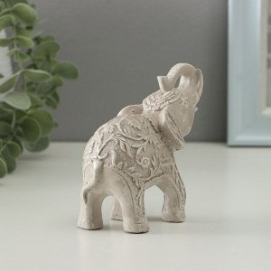 Фигурка гипс «Слон резной», 10x10x5 см, слоновая кость