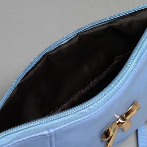 Клатч, отдел на молнии с перегородкой, наружный карман, с ручкой, длинный ремень, цвет голубой