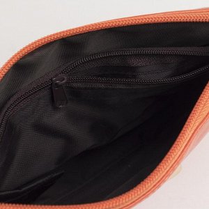 Клатч женский, 1 отдел с перегородкой, наружный карман, с ручкой, длинный ремень, цвет оранжевый