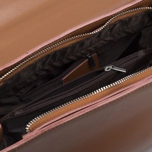 Сумка женская, отдел с перегородкой на молнии, наружный карман, длинный ремень, цвет коричневый