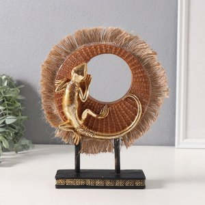 Фигурка полистоун «Золотая ящерица на плетёном кольце», 5x13.2x21.5 см